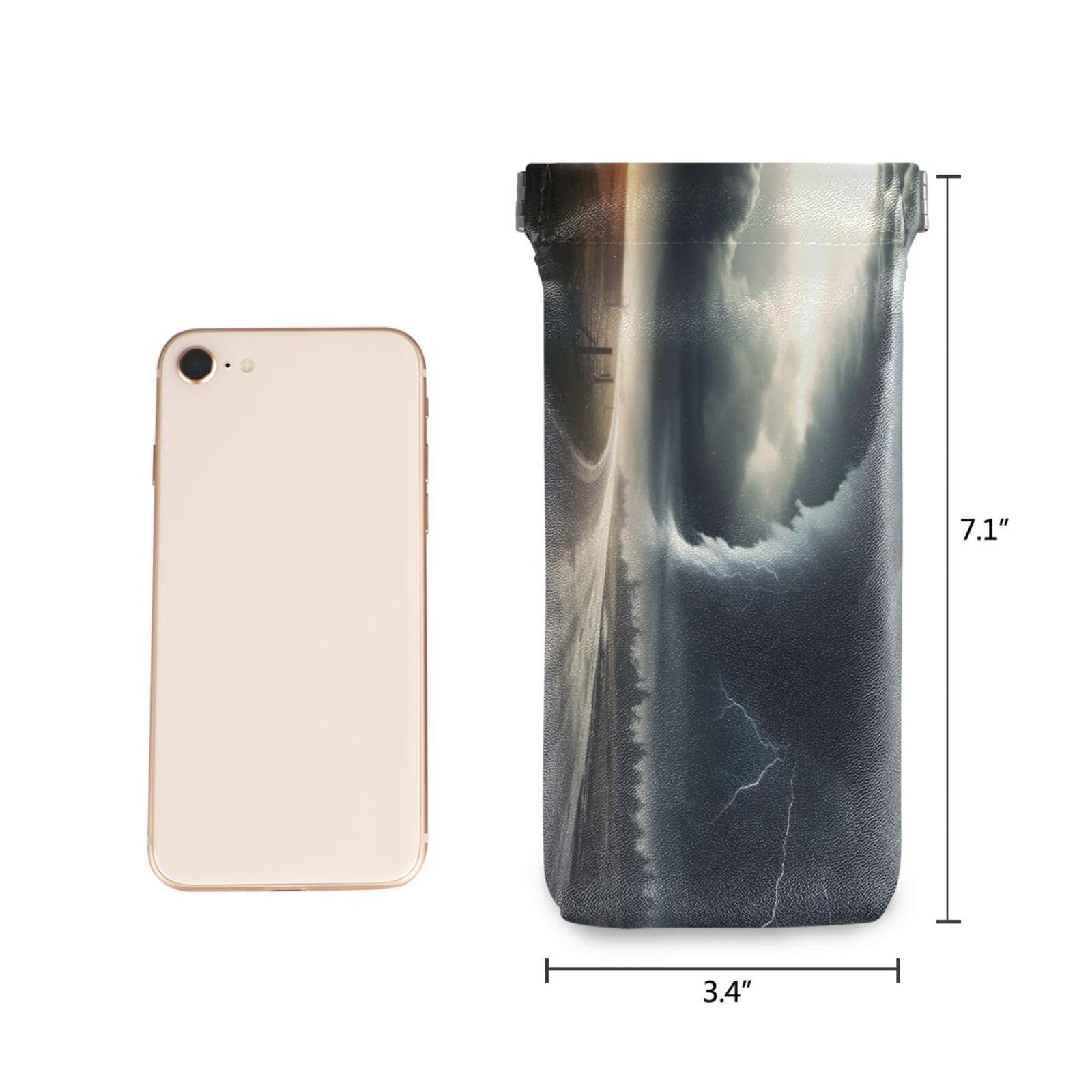 FLildon Highway Tornado Eyeglasses Pouch Squeeze Top Sunglasses Case Soft PU Leather Eyeglass Bag for Men Women