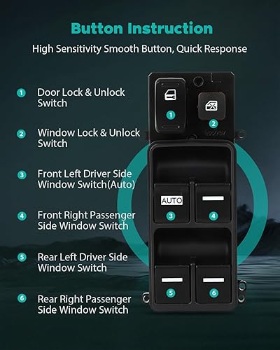 Miniatura 3 de SCITOO Interruptor de elevalunas eléctrico 35750-SHJ-305 Interruptor de elevación de la ventana del lado del conductor delantero para Honda Odyssey