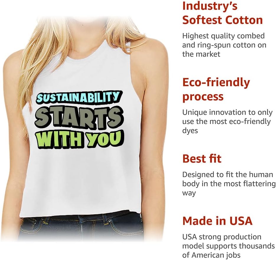 Sustainability Starts with You Racerback Cropped Tank - Art Women's Tank - Quote Tank Top
