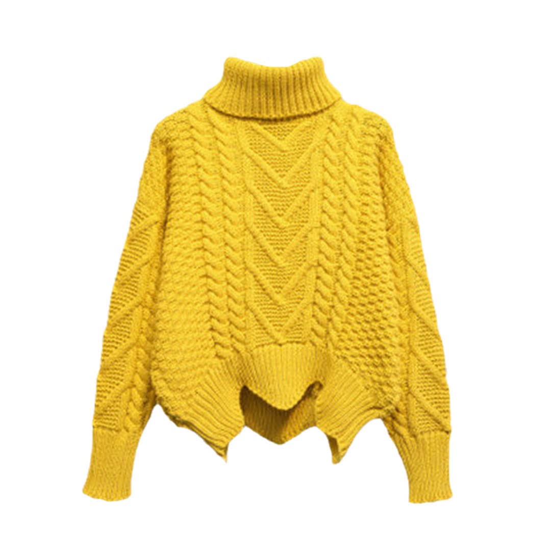 Alloaone Abrigo de lana gruesa de manga larga para mujer, estilo coreano, amarillo, M