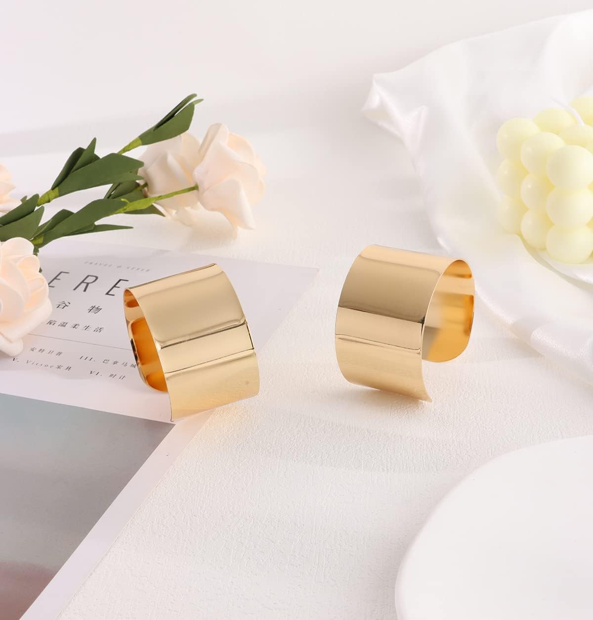 SAMOCO 2Pcs Cuff Bangle Bracelet for Women Cuff Bracelets Open Wide Wire Bracelets Adjustable Tone Wrist Cuff Wrap Bracelet - Image 4