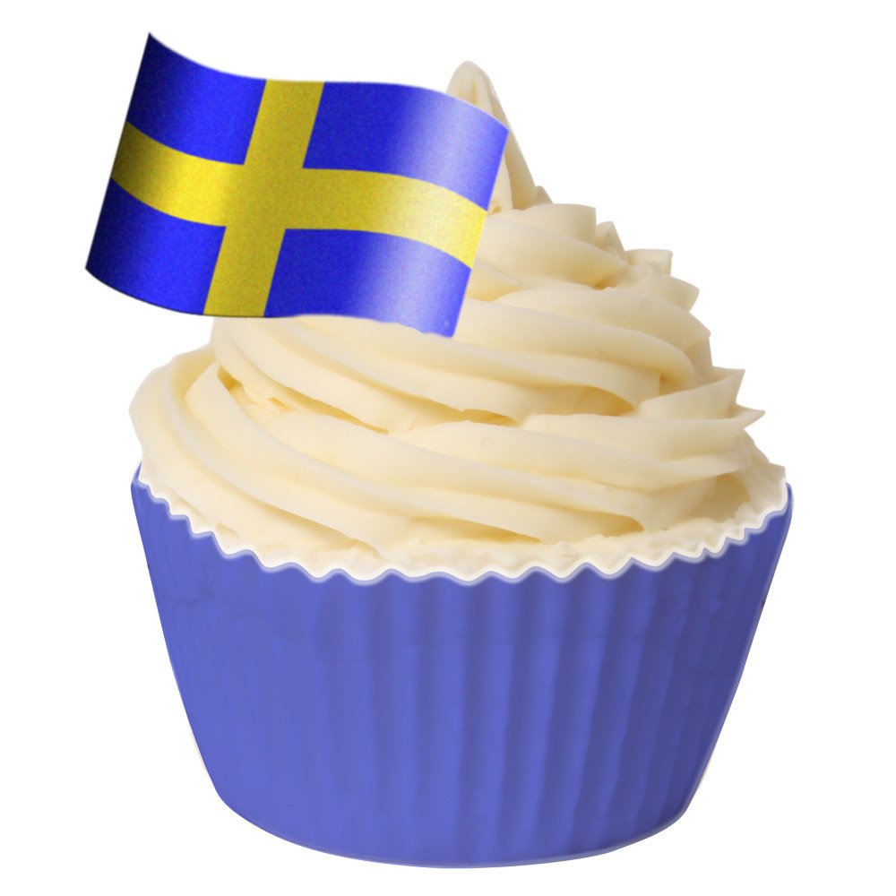 Pack of 12 Edible Wafer Decorations - Swedish Flag - Flag Shape 201-409
