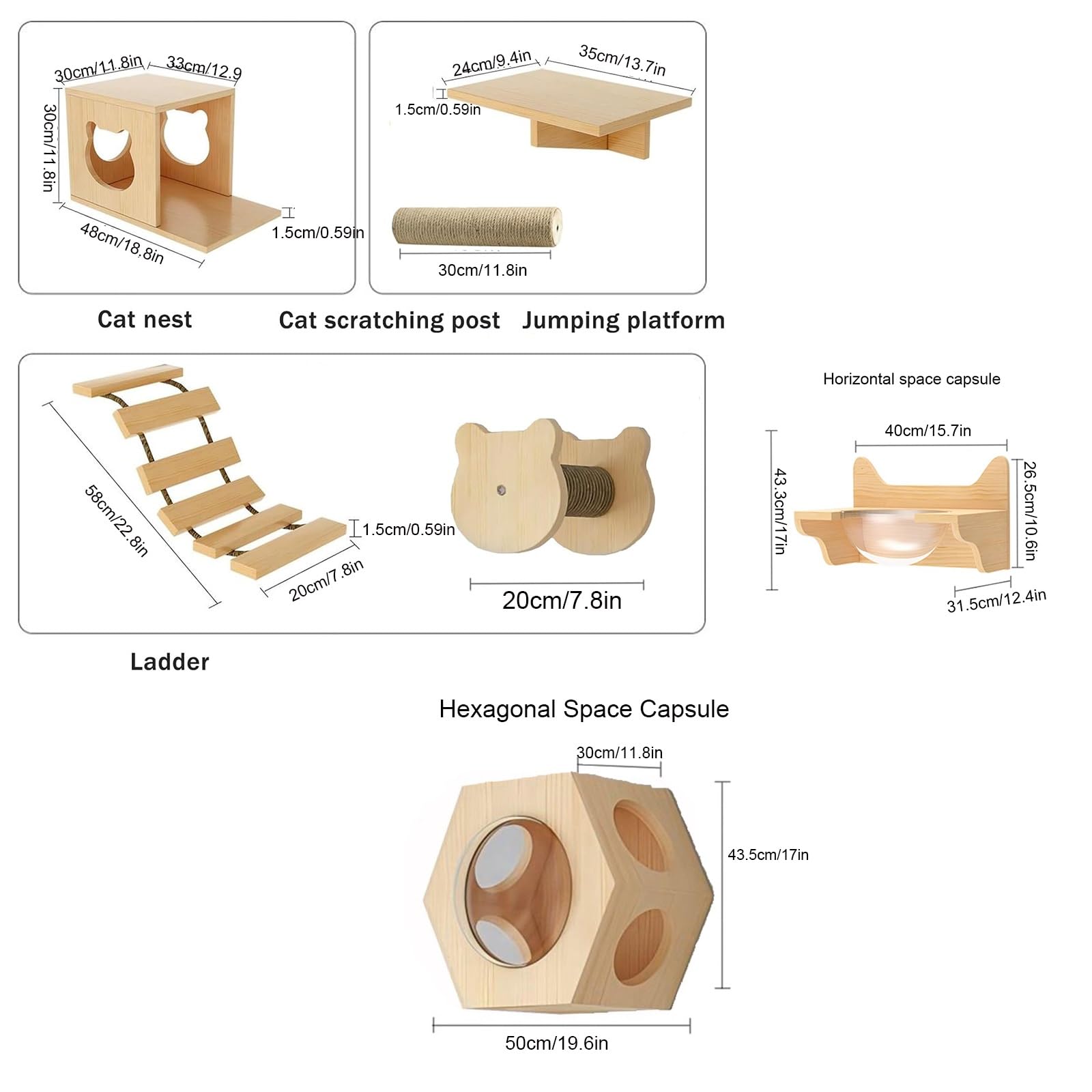 Katzen, Katzen-Wandregal-Sitzstange Aus Holz, Katzenregal für Katzen Zum Spielen, Klettern Und Entspannen(10pcs)