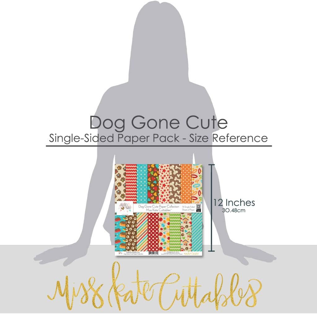 Pattern Paper Pack - Dog Gone Cute - Scrapbook Premium Specialty Paper Single-Sided 12"x12" Collection Includes 16 Sheets - by Miss Kate Cuttables
