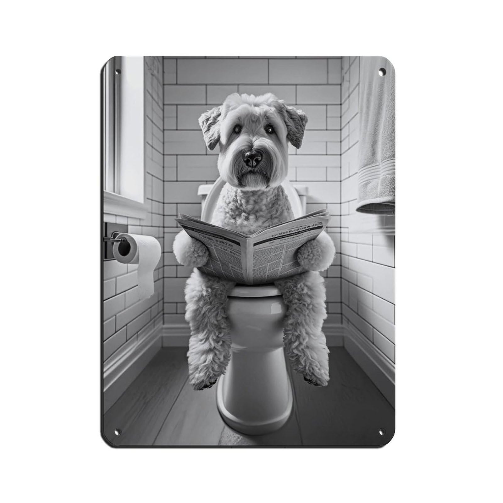 Lxwnze 30L X 40W Cm Soft Coated Wheaten Terrierbathroom Art Poster Retro Poster Metal Tin Sign Chic Art Retro Iron Painting Bar People Cave Cafe Family Garage Poster Wall Decoration 12X16inch(30X40cm)