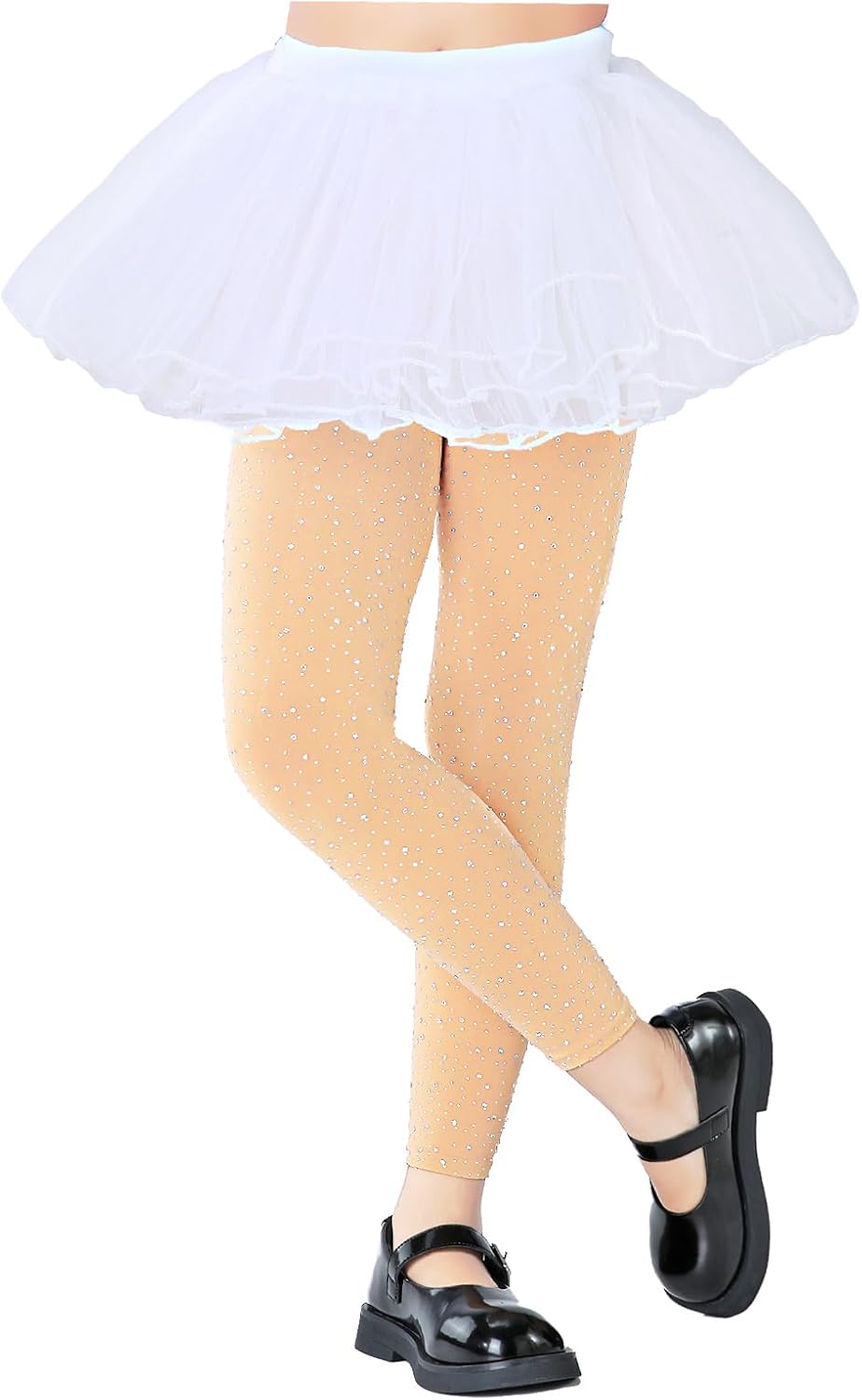 LUCKELF Girls Footless Tights with Sparkle Rhinestone Ballet Dance Tights for School Students Soft Stockings - Image 4