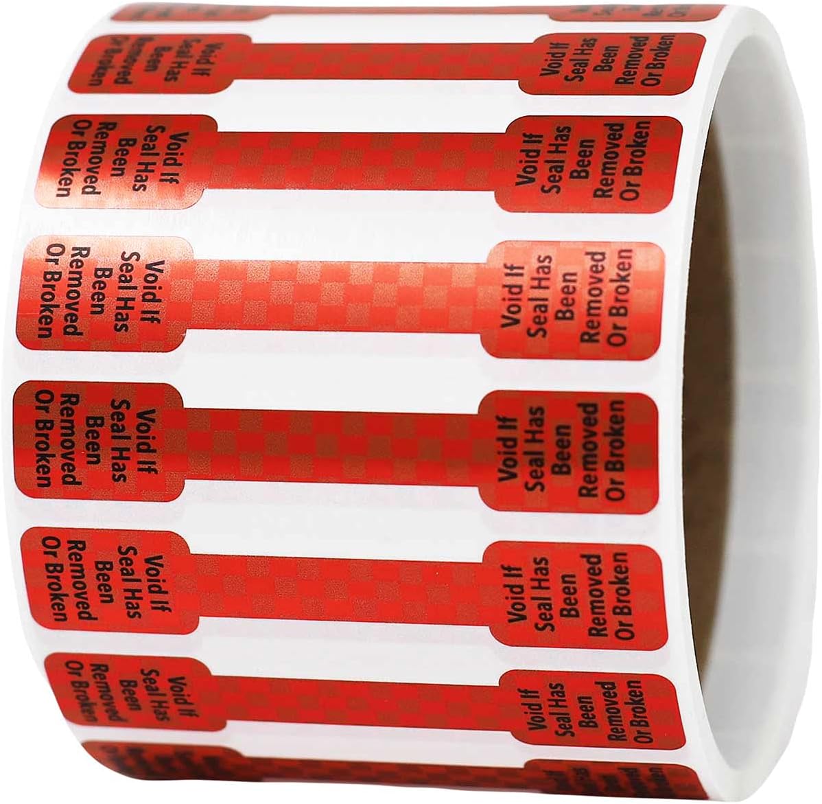 Void If Seal Has Been Broken Or Removed Red Metallic Small Tamper Labels, 0.5 x 2.75 Inches, 500 Total Labels