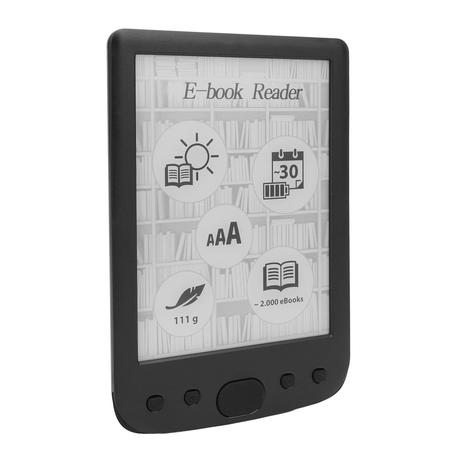 Lettore di libri elettronici da 6 pollici, eBook reader con schermo digitale E Ink, 8 GB di memoria, batteria da 2500 mAh, lettore E Ink leggero e portatile, dotato di impugnatura
