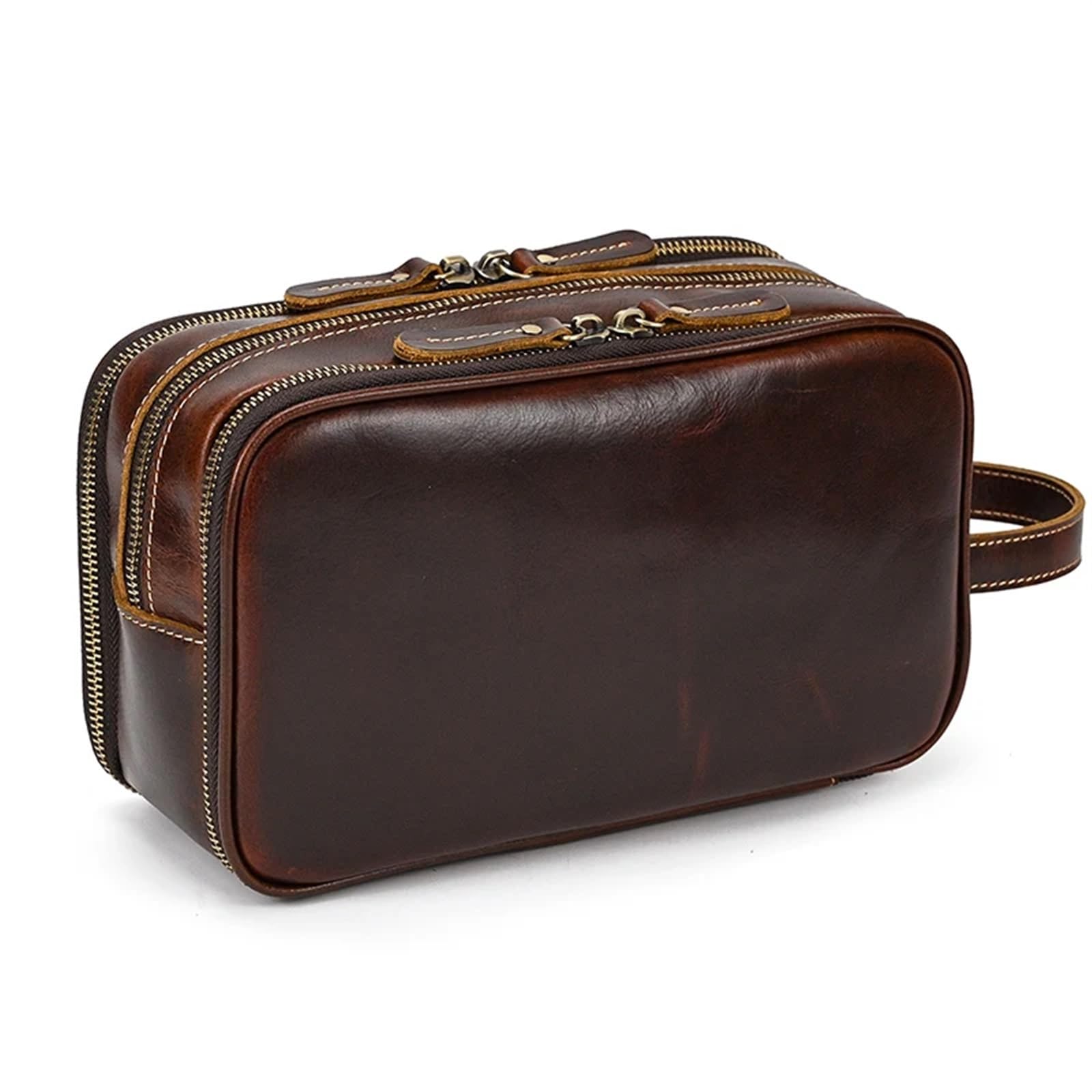 Borsa Trucco Professionale Borsa for cosmetici Custodia for doccia portatile for trucco da uomo in vera pelle viaggio impermeabile per viaggio trucco organizzazione beauty(Red(30CM))