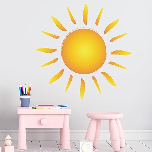 Miniatura 6 de Calcomanías de pared de 37.8 x 37.8 pulgadas, diseño bohemio de acuarela para despegar y pegar, calcomanías de pared de PVC con salida del sol,