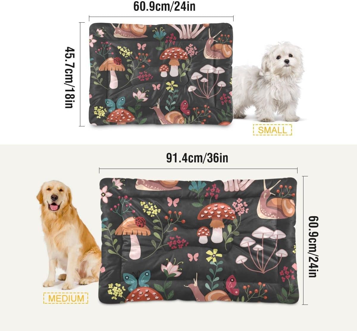 review xigua Mushroom Dog Bed Cat Bed Washable Comfortable Pet Bed Ultra Soft Non-slip Calming Kennel Pad for Small Medium Large Dogs Cats,24 x 36 Inch