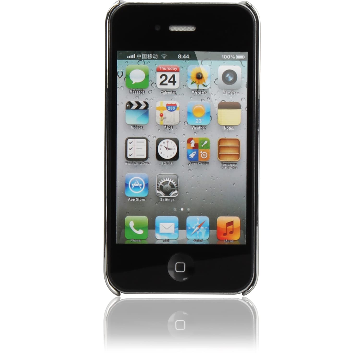 Premium Hard Shell Black Case Cover for Apple iPhone 4 / 4S Black& White ---Free Stylus Pen,2 Screen Protectors,Microfiber Cloth and Application Card