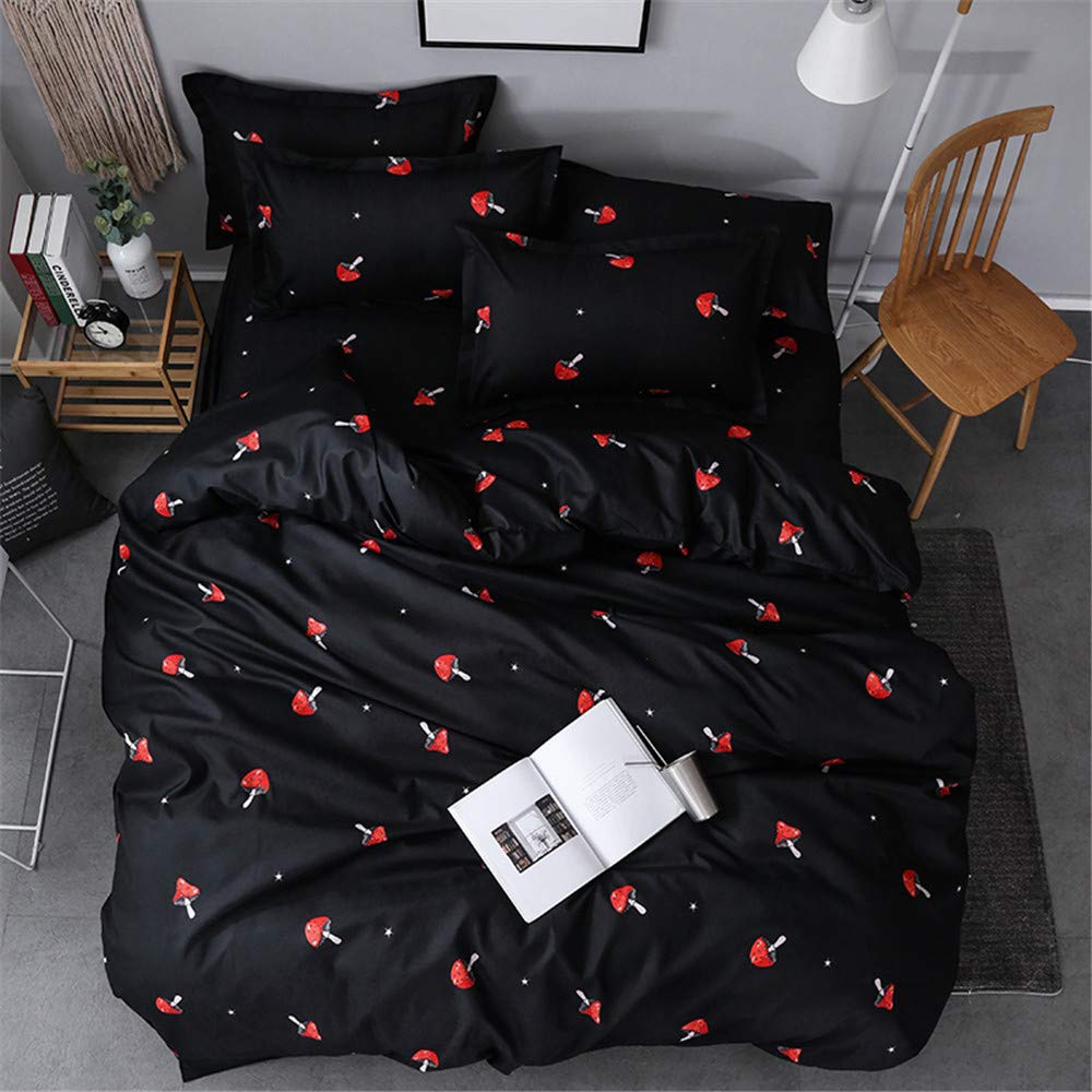 Morbuy Mushroom Duvet Cover Bedding Set 2 X Pillowcases 1 X Quilt Case For Single Double King Size Bed(Double-200X200cm, )