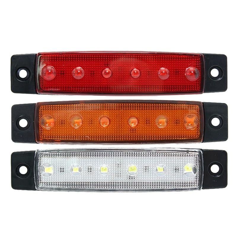 1/4/10 Luci esterne a LED per auto 24V 12V 6LED per autobus per camion Indicatore di posizione laterale per a basso Avvertimento per rimorchio Lampade per freni laterali posteriori(24V,Bianco)