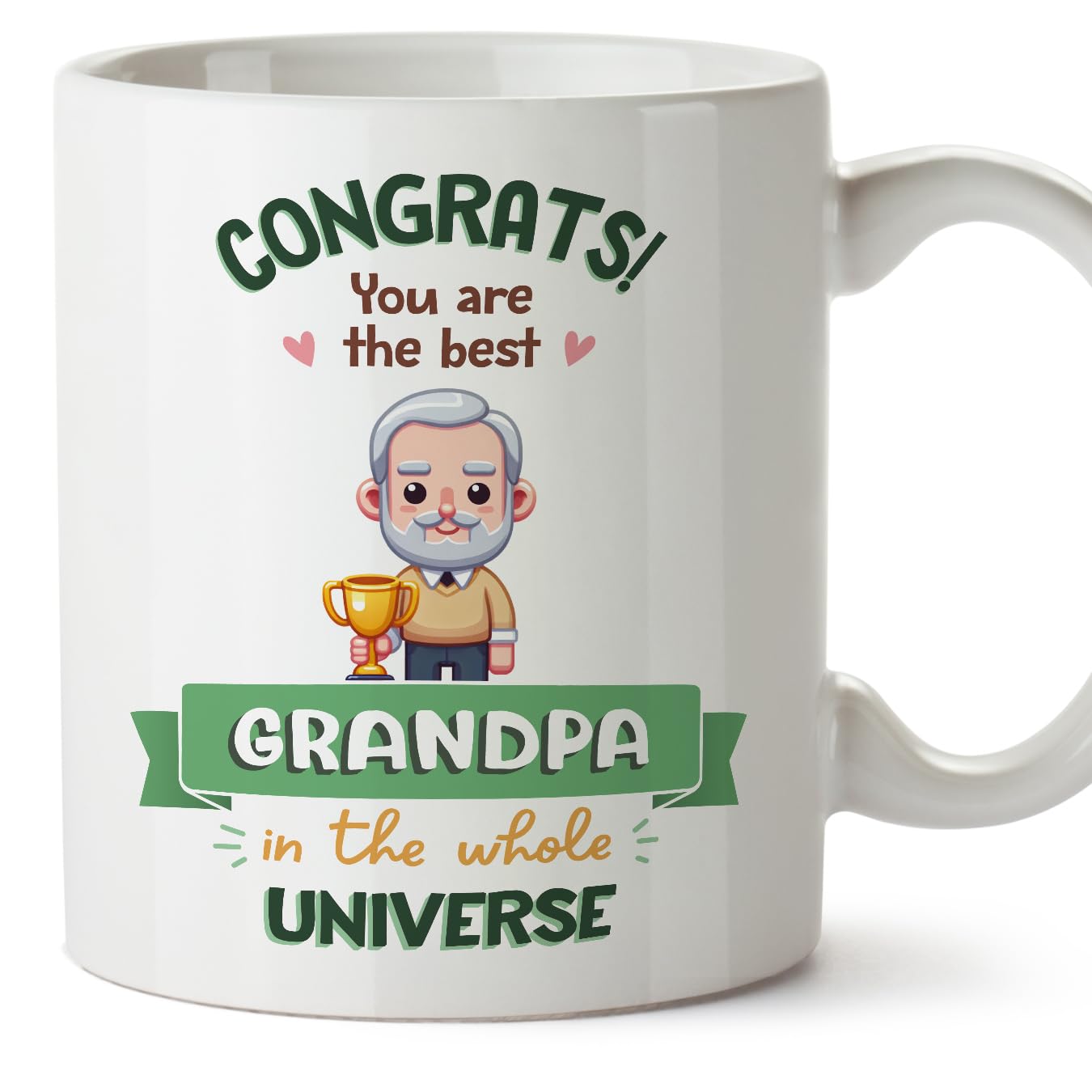 MUGFFINS Grandfather/Grandpa 2 Mug - in English - Best in Universe Trophy - Funny Gift - Ceramic 11oz Mug