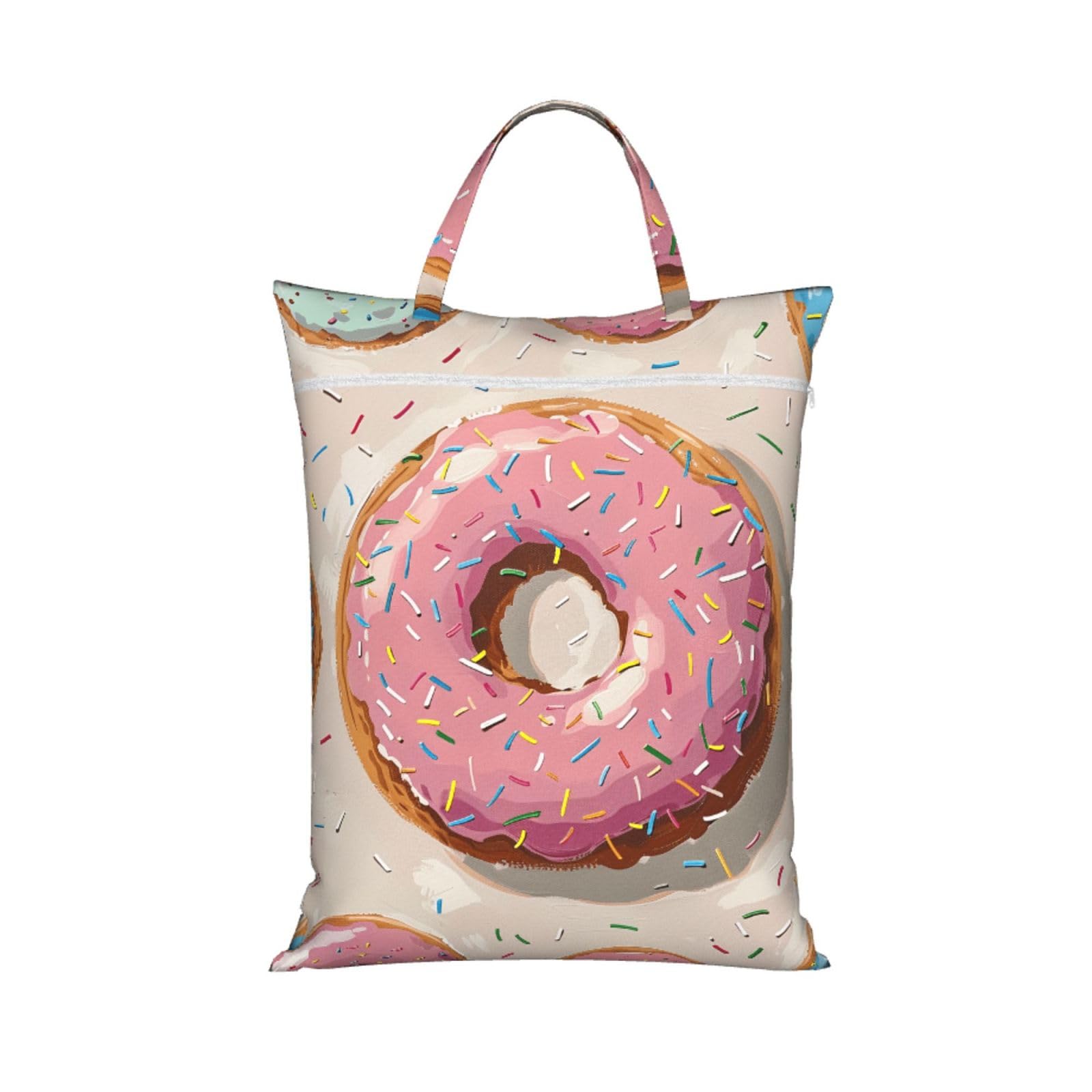 Large Travel Laundry Bags,Donuts Print with Handle Foldable Laundry Bag for Holidays Gym Swimming and Family Trips, 1Pcs