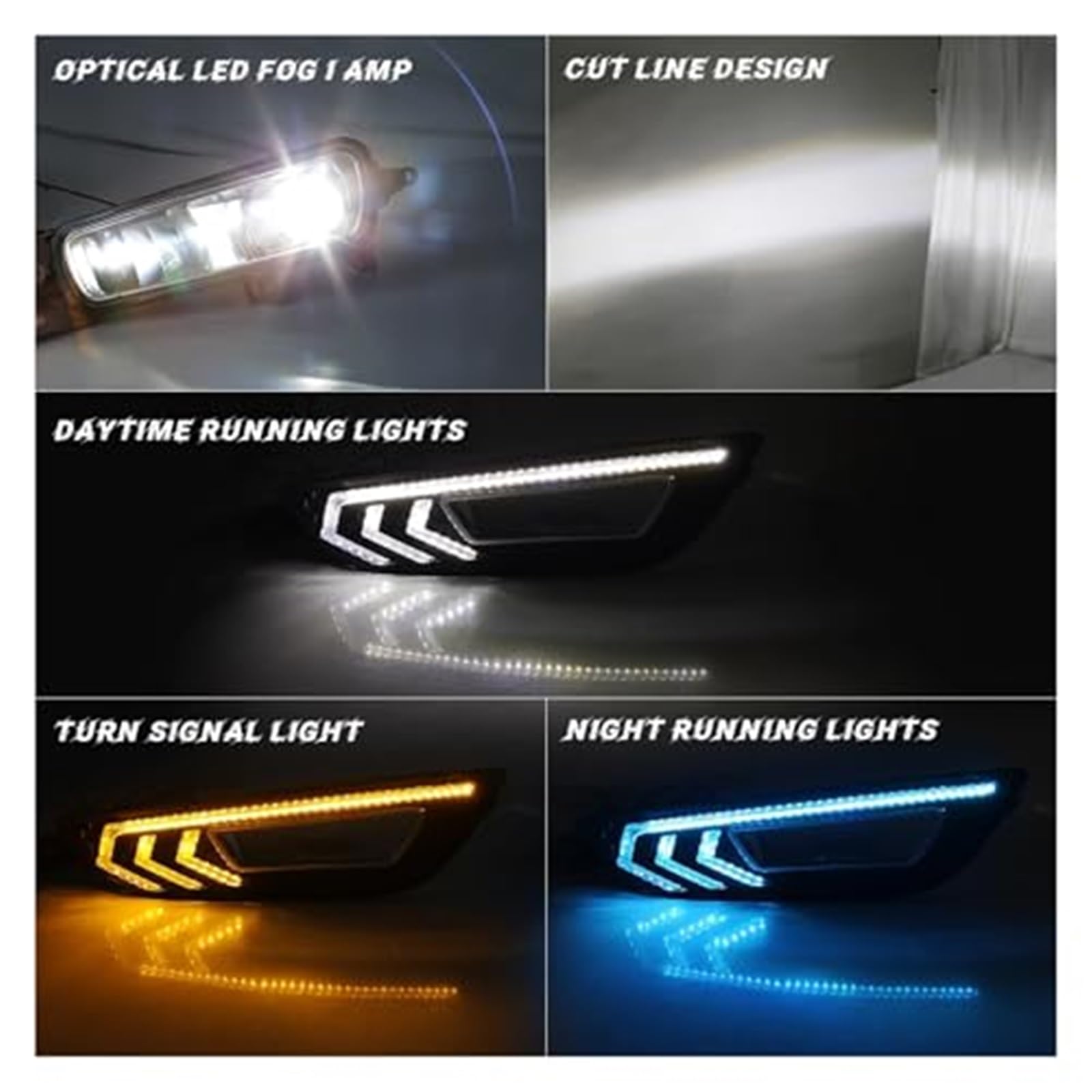 Dla Focus, 2015 2016 2017 2018 DRL Led lampy przeciwmgielne chromowane wykończenie światła do jazdy dziennej dynamiczny kierunkowskaz biały żółty niebieski Światło kierunkowskazu samochodowego