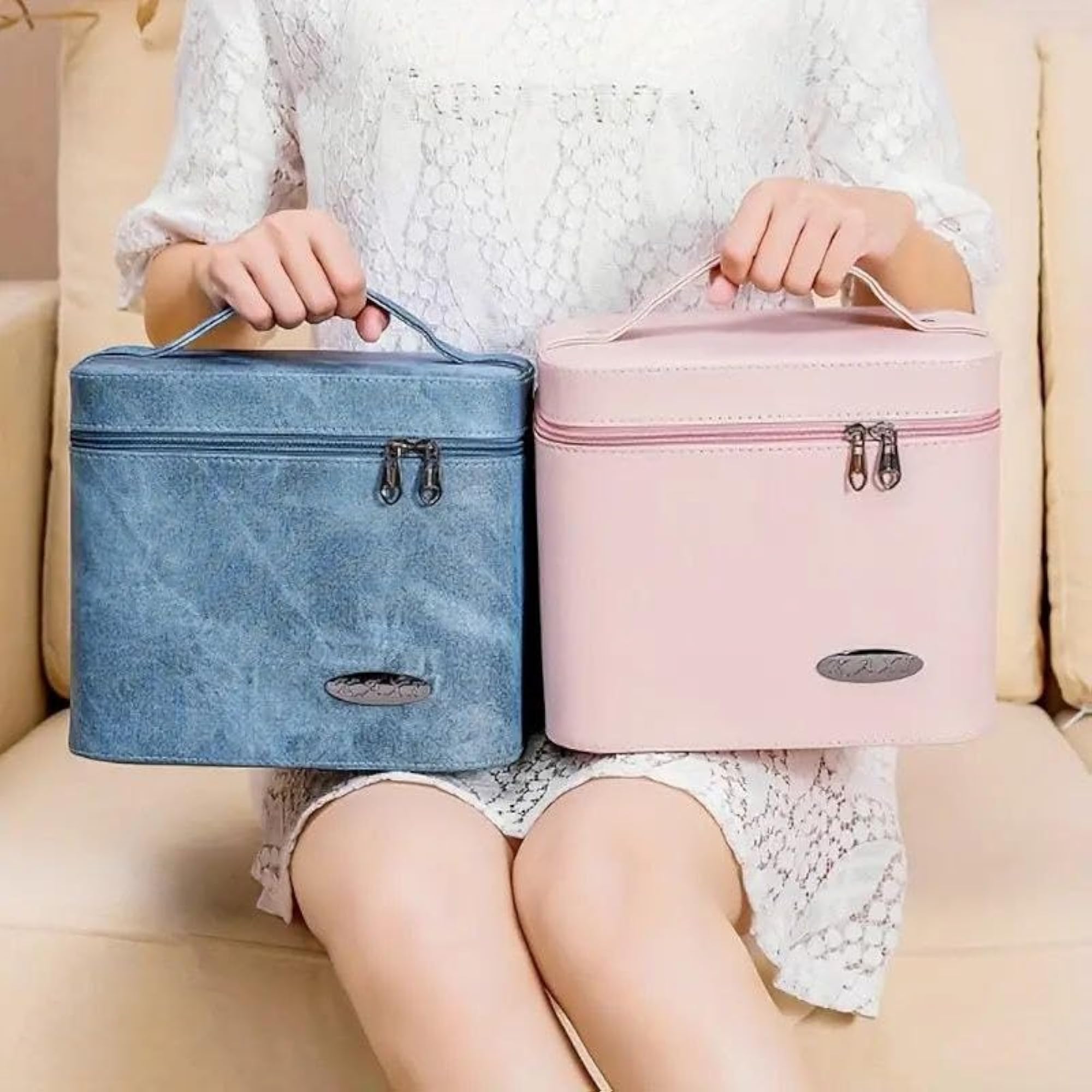 Pu Leather Makeup Storage Box with Zipper