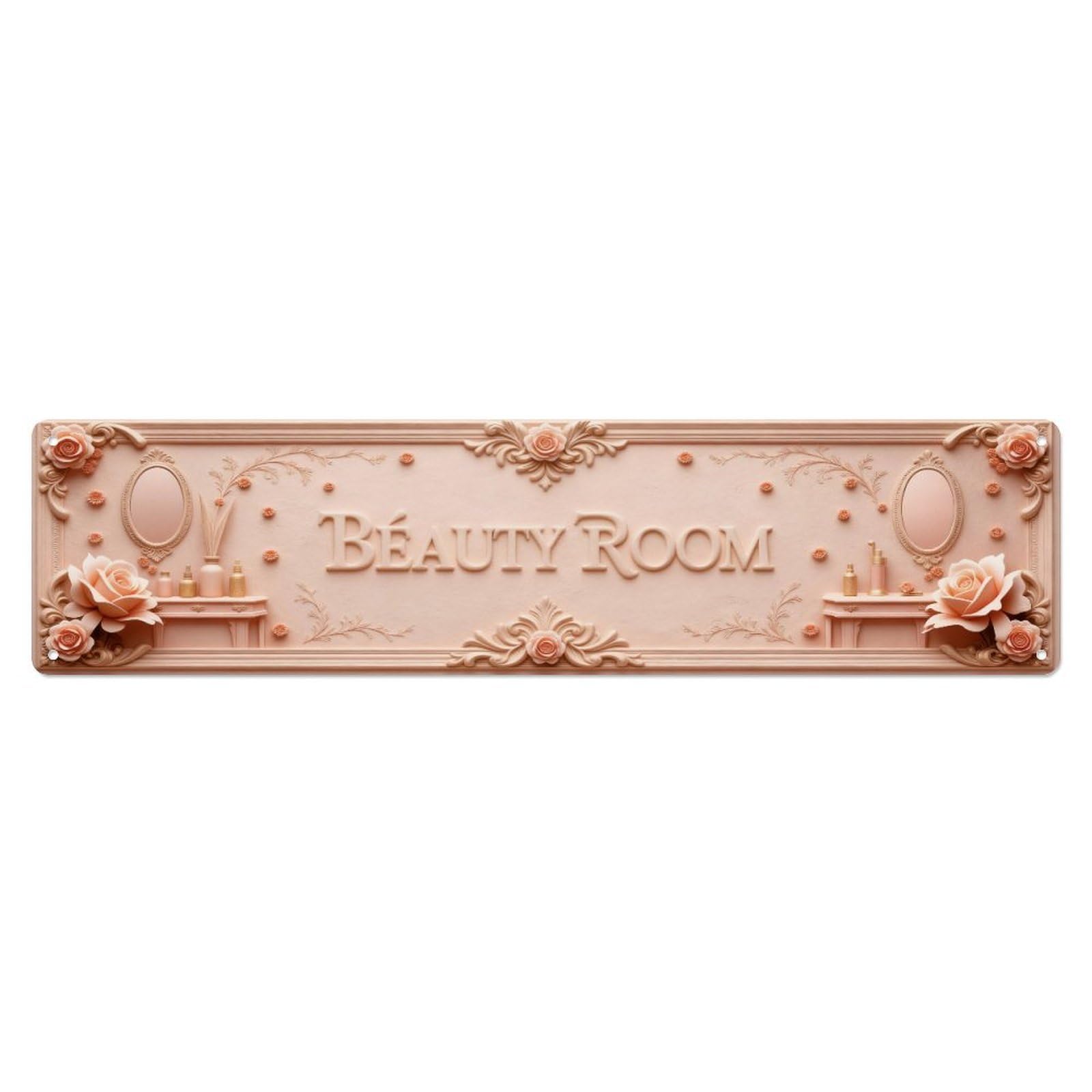 Floral Ornate Mirror Roses Metal Tin Sign Plaque