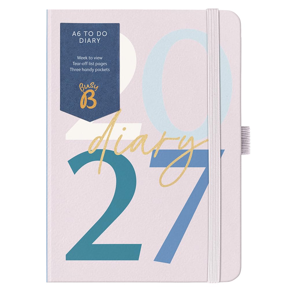 Busy B 2027 A6 Weekly Planner Diary - Pink Graphic - 3 Pockets