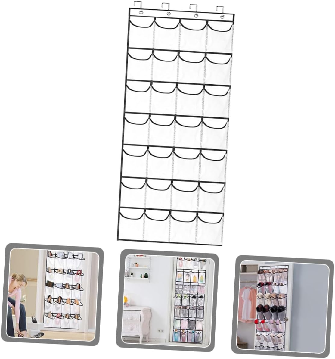 Levemolo 28 Grid over Door Hanging Organizer Bag for Shoes White