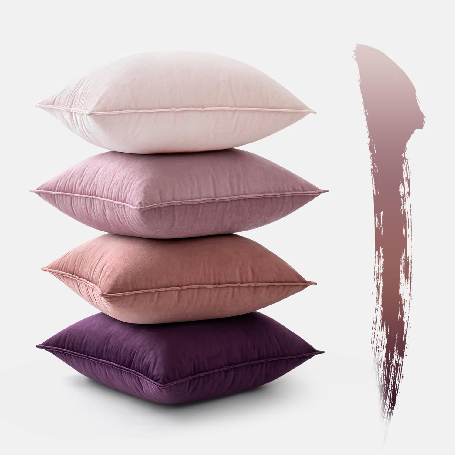 MIULEE 4er Set Samt Kissenbezug Dekorative Kissenhülle Sofakissen Dekokissen Umwickelte Kante Kissenbezüge Zierkissenbezug für Sofa Wohnzimmer Schlafzimmer