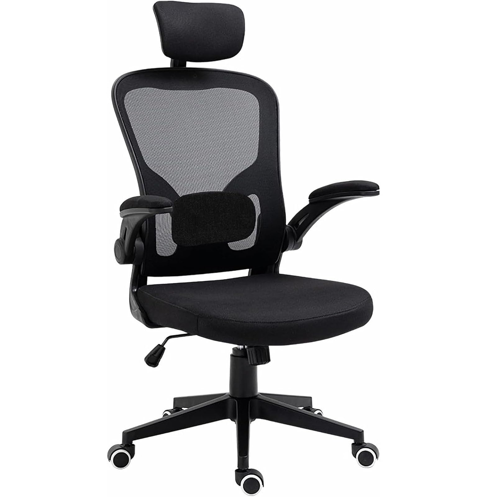 JRUKM Ergonomic Office Chair - 400LB Comfy Desk Chairs with Headrest and Lumbar Back Support, Heavy Duty Mesh Computer Chairs with Wheels and Arms for