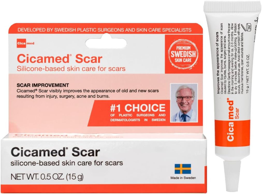 Silicone Scar Gel - Works with Tape - Advanced Cream for Surgical Scars, C-Section, Burns, Keloids, and Acne Marks - 0.5 oz (15g)