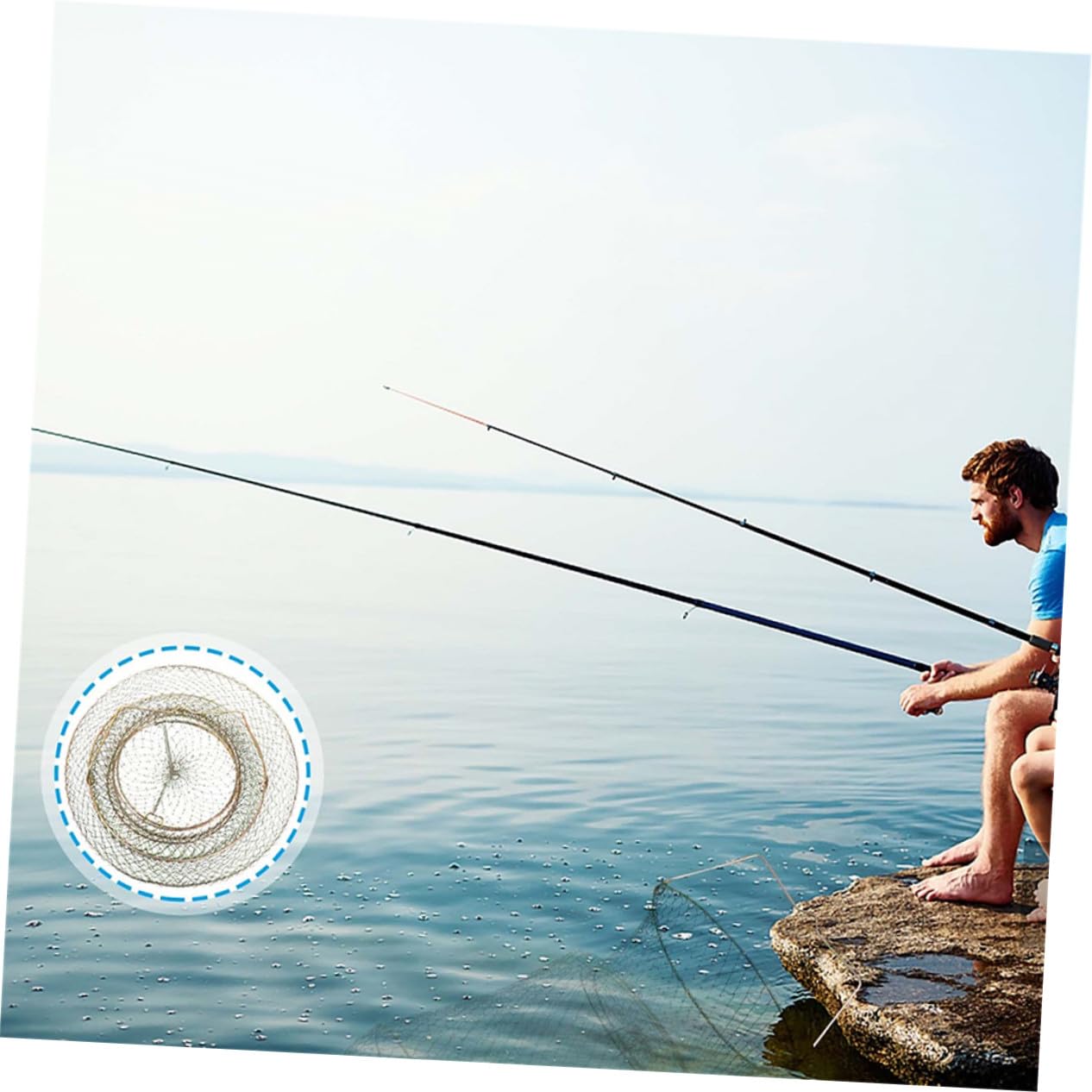 Gabbia per Pesci e Gamberetti in Filo di Acciaio Zincato Pieghevole, Cestino Portatile per Granchi e Cattura Pesci, Accessorio per Pesca Outdoor, Sicuro e Salvaspazio, Diametro 35