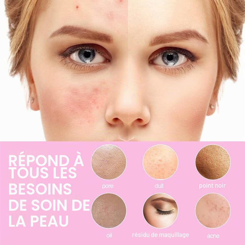 TOUCHBeauty Brosse Nettoyante pour le Visage, Nettoyant Électrique pour le Visage avec 3 TêTes de Brosse Nettoyante pour L'Acné, les Points Noirs, la Peau Morte, le Nettoyage en Profondeur, Rose