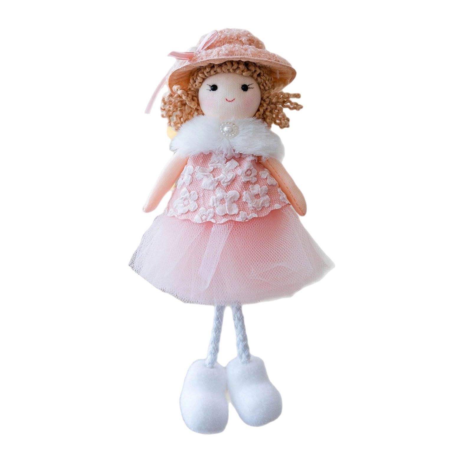 Christmas Decor Tree Ornament 18.5 X 11 Cm Girl Doll Accent with Fabric Texture and Tulle Skirt Detail Use Plush Girl Tree Ornament Fabric Doll Christmas Decor Holiday Home Accent Seasonal Top Loop