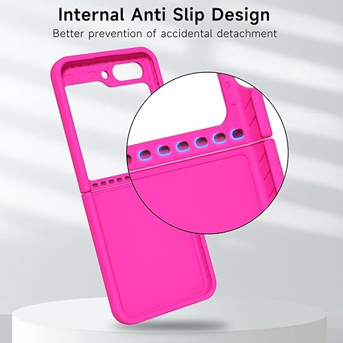 Miniatura 7 de oakxco Funda protectora mate para Samsung Galaxy Z Flip 5 de silicona líquida, color sólido brillante fluorescente, bonita funda protectora delgada