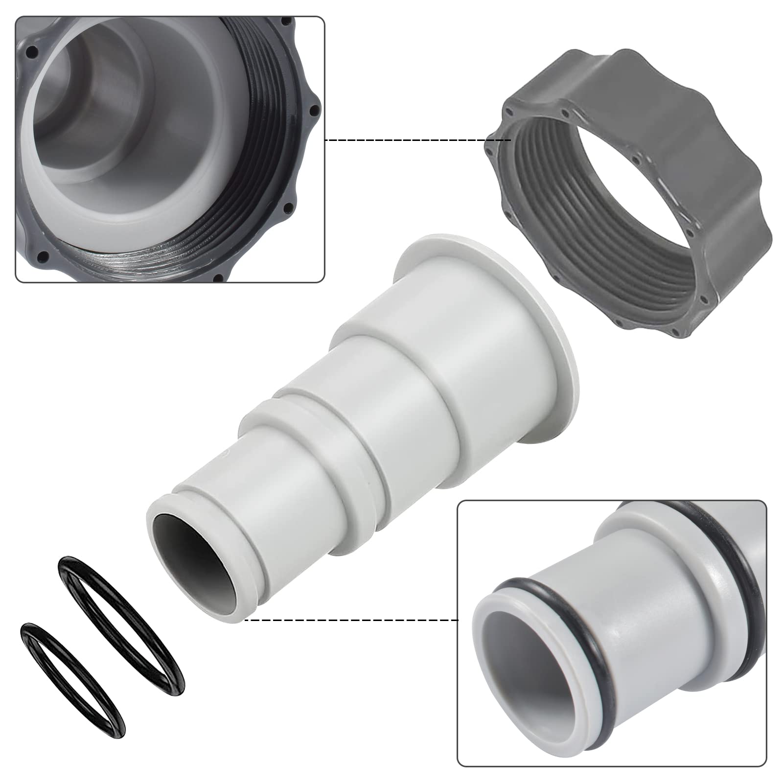 Legnagoferr Intex 10849 - 2 Adattatori A Con Collare 32-38 Mm Per Clorinatore, Pannello Solare E Piscina Sequoia