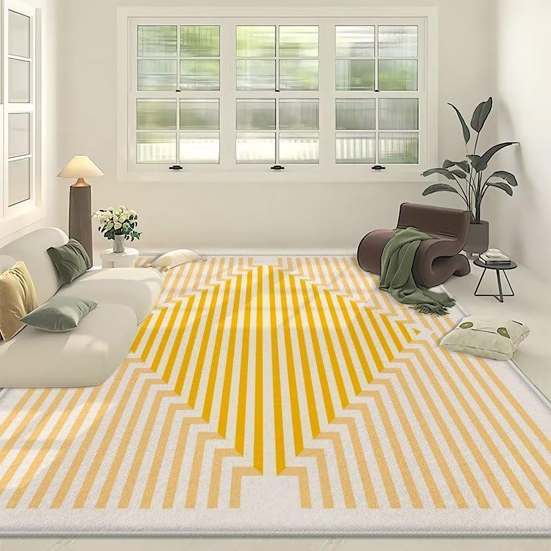 Rugs for Living Room Minimalistisches Orange Fußmatte Polyester Verdicken Fussmatte Innen Aussen Waschbar Teppich Kurzflor Teppiche Wohnzimmer Carpet Living Room Schmutzfangmatte 120x160cm