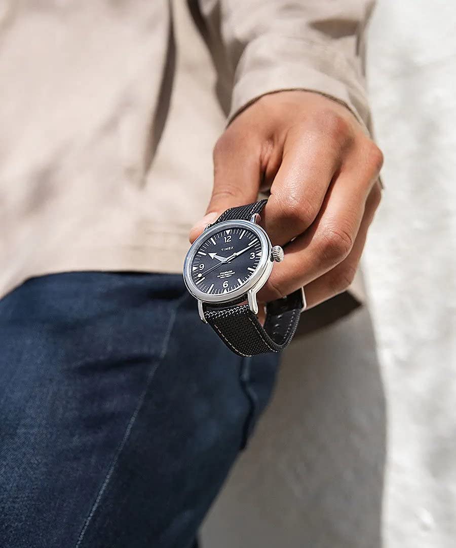 Timex Męski analogowy zegarek na rękę z paskiem materiałowym Standard Collection