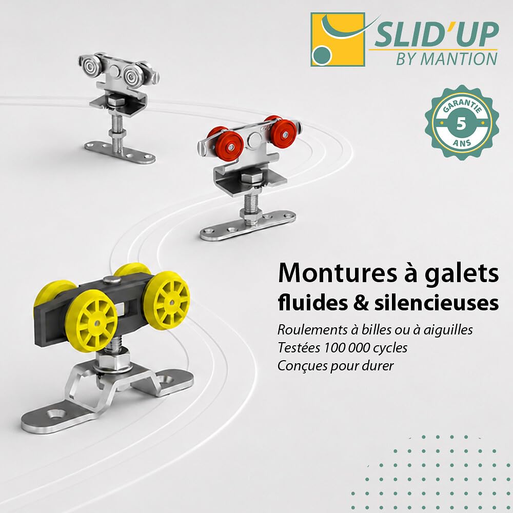 Système coulissant SLID'UP 190 pour porte en verre - rail 1,94 m - argent
