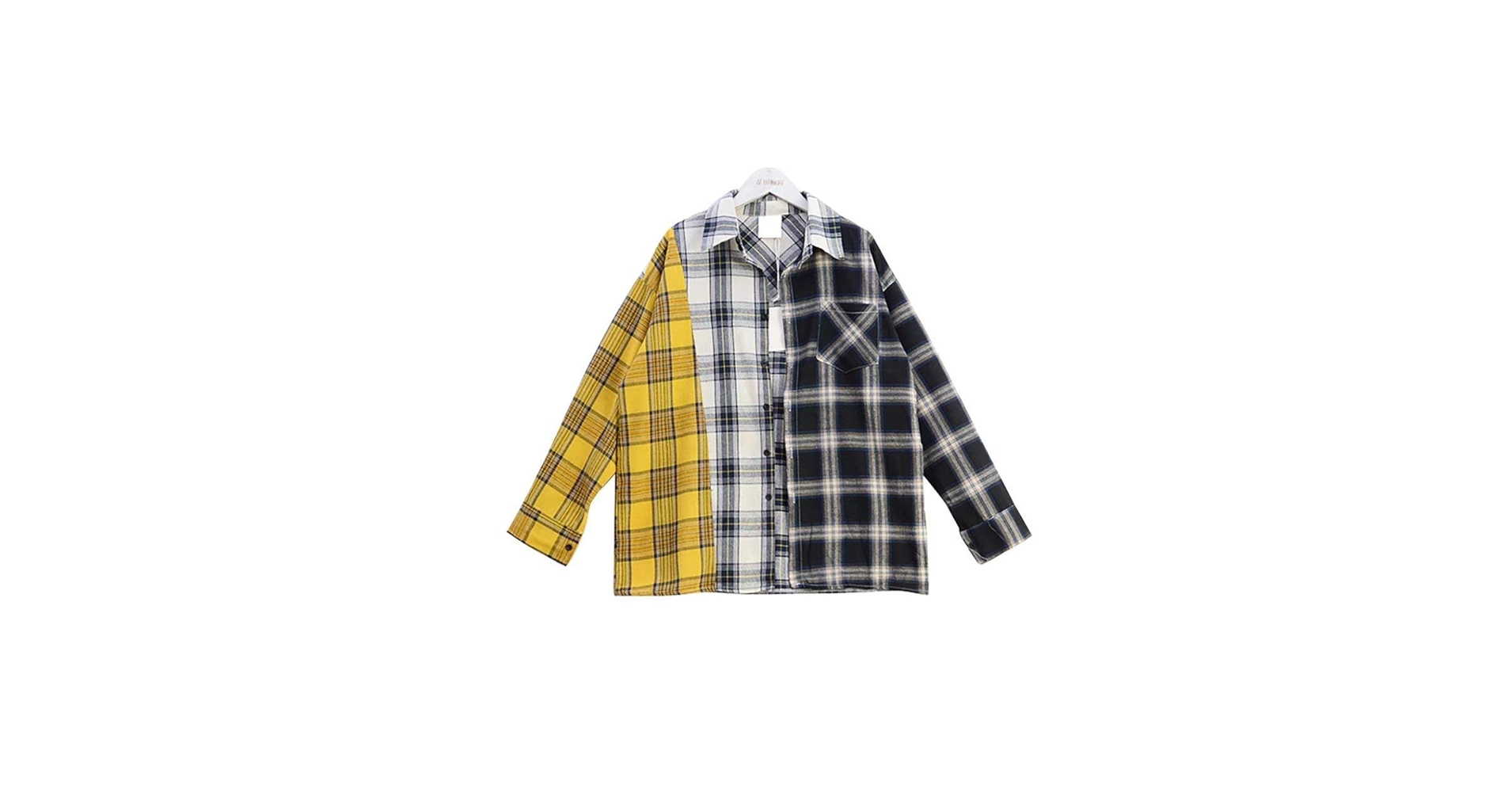 MIFIN BTS Shirt Suga Style Lose Plaid Shirt, Yellow&black