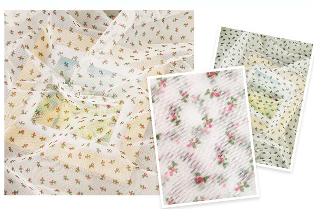 netzgewebe stoff mit Blumenmuster Tüllstoff Netzstoff organza stoff Bunter Spitzenstoff tischläufer stoff für Vorhänge Bekleidung Deko Weihnachten Hochzeit 150 cm Breit,Dunkelgrün + Saphirblau10 Meter