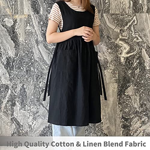 Premium Plus Size Apron Adjustable Waist Bib Apron, Soft Cotton Blend Apron with Pockets, Ideal for Kitchen Garden, Baking - Image 2