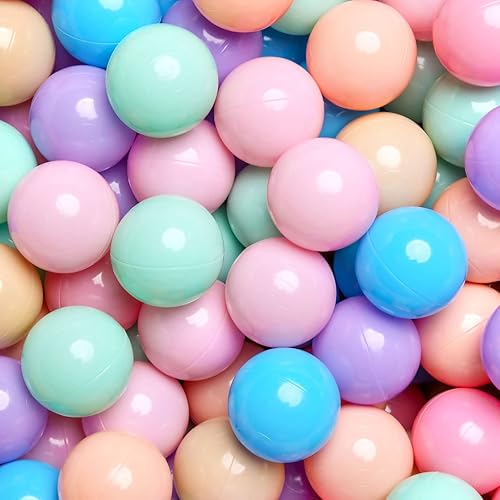 GOGOSO 100 Balls for Ball Pit,Non Toxic Plastic Balls for Baby Toddler Girls with Storage Bag,for Indoor & Outdoor,7 Mix Colors