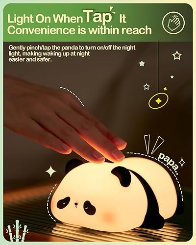 Miniatura 4 de Linda luz nocturna de panda, lámpara LED de noche de animales, de silicona de grado alimenticio, 3 niveles regulables, luz nocturna para lactancia