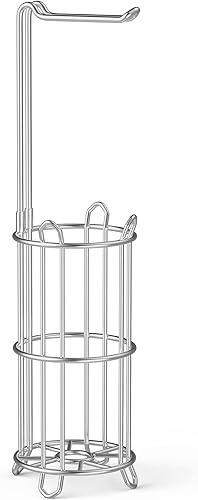 Miniatura 8 de Meangood Soporte de papel higiénico y dispensador de rollo de papel de seda para 4 megarrollos, soporte de almacenamiento de rollos de papel de