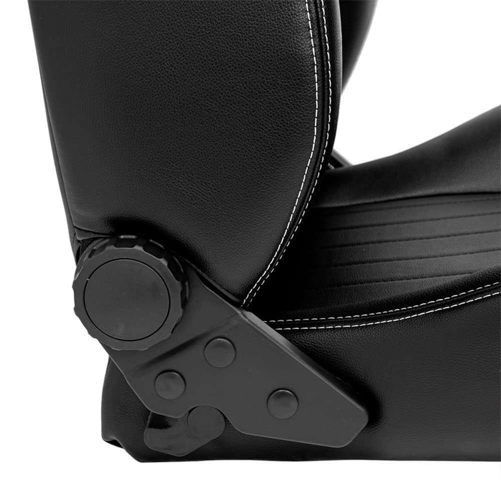Siège sport 'Retro' - Cuir simili Noir + Coutures argent - Dossier régable - incl. glissière