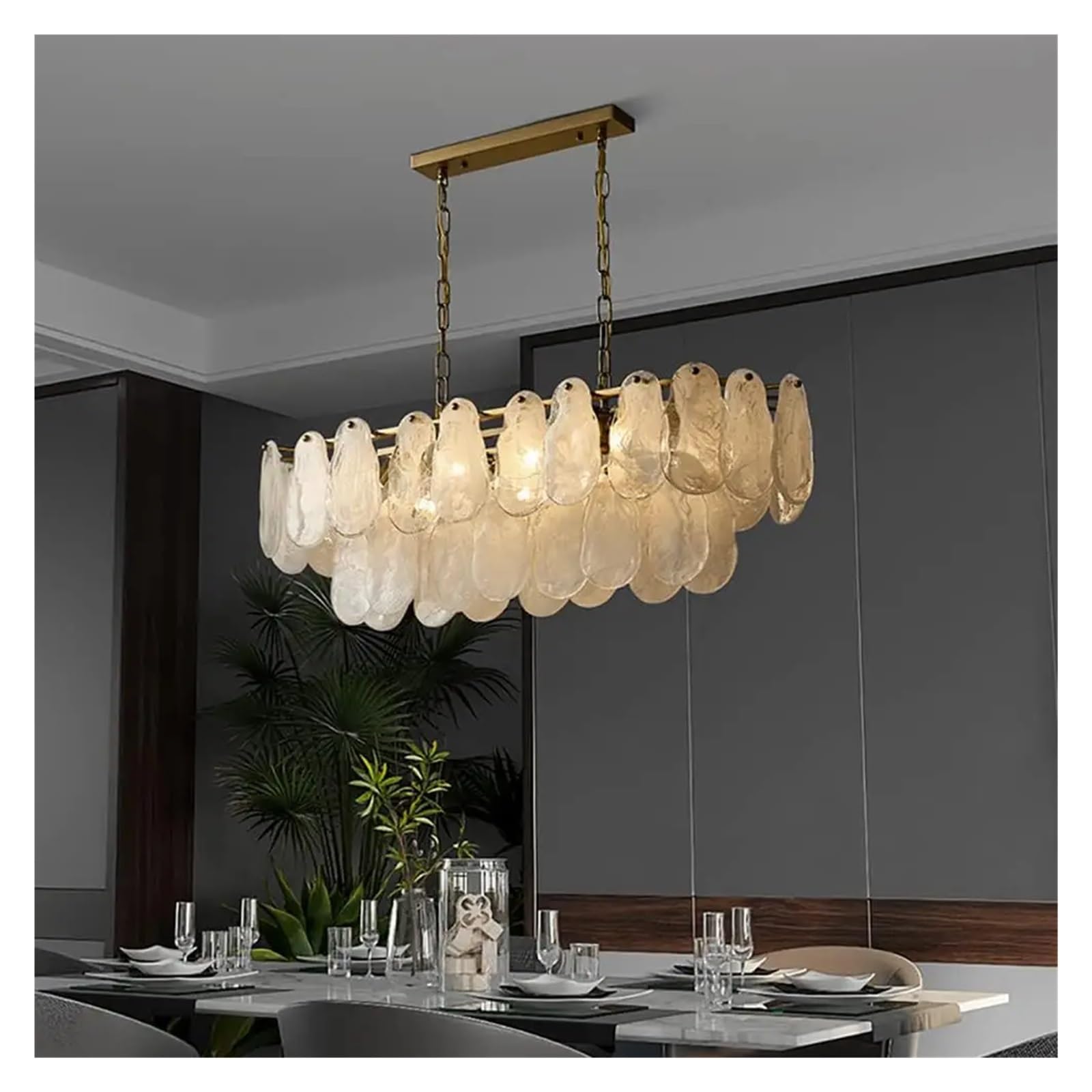 ASerZenith Nordic Luxury Pendant Lamp Glass Metal Crystals Led Chandeliers Living Room Dining Room Decoration Hanging Ceiling Light Fixture,Cold White-Long-900Mm