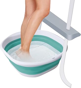 Collapsible Pool Foot Bath, Portable Folding Foot Soaking Tub for Travel, Foot Wash Basin for Above Ground Swimming Pools Accessories Blue