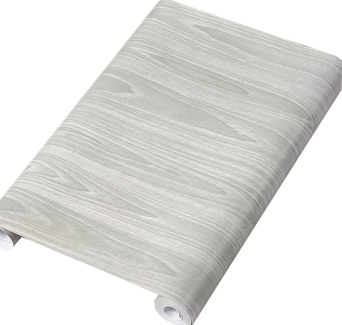 Papier mural autocollant grain de bois gris pour étagère cuisine armoire commode