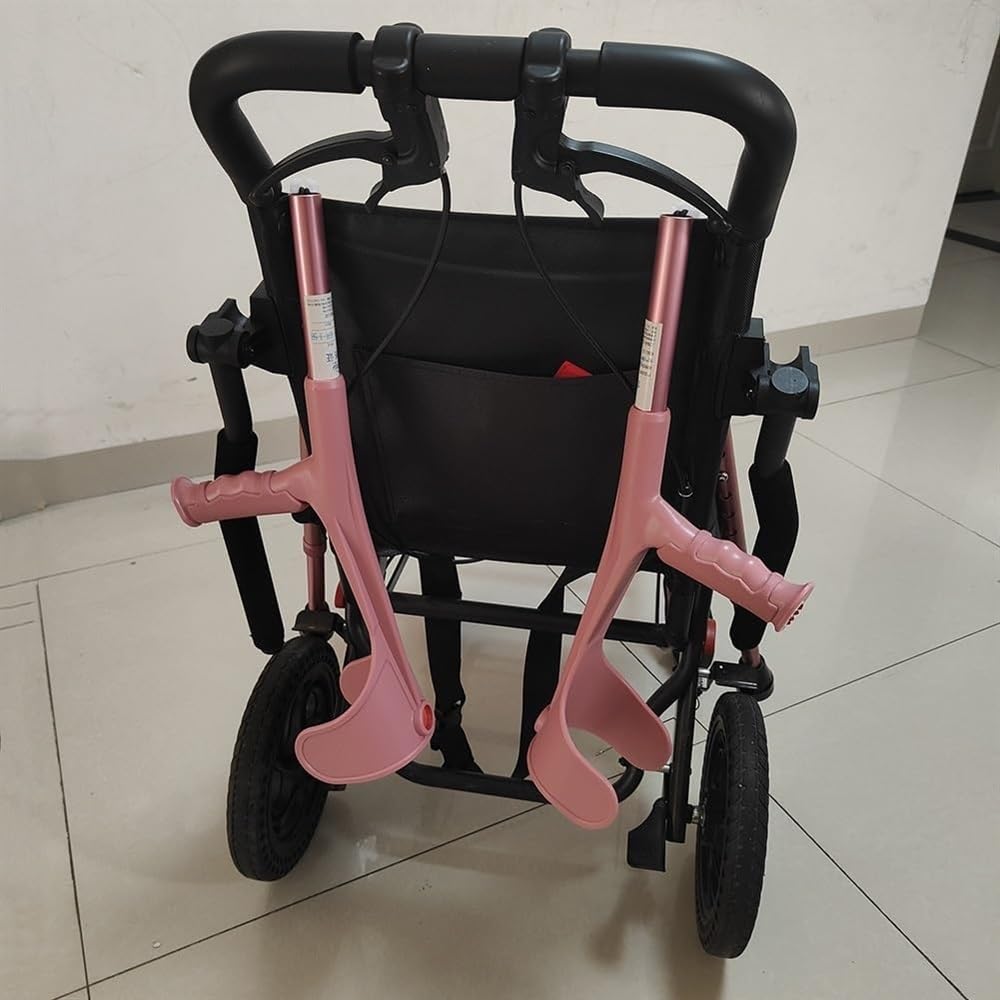 Muletas de antebrazo para Adultos, Ajustables y Plegables (par), Ligeras, de Aluminio, Color Rosa, con Puntas Antideslizantes.