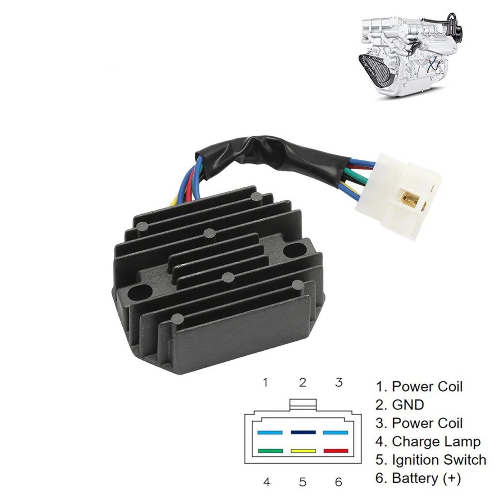 Redresseur De Régulateur Tension pour Kubota Sauterelle Rs5101 15351-64600 M802471 185530 Rp20153710 Mia881277 Ch15589 Utv Redresseurs pour Motos