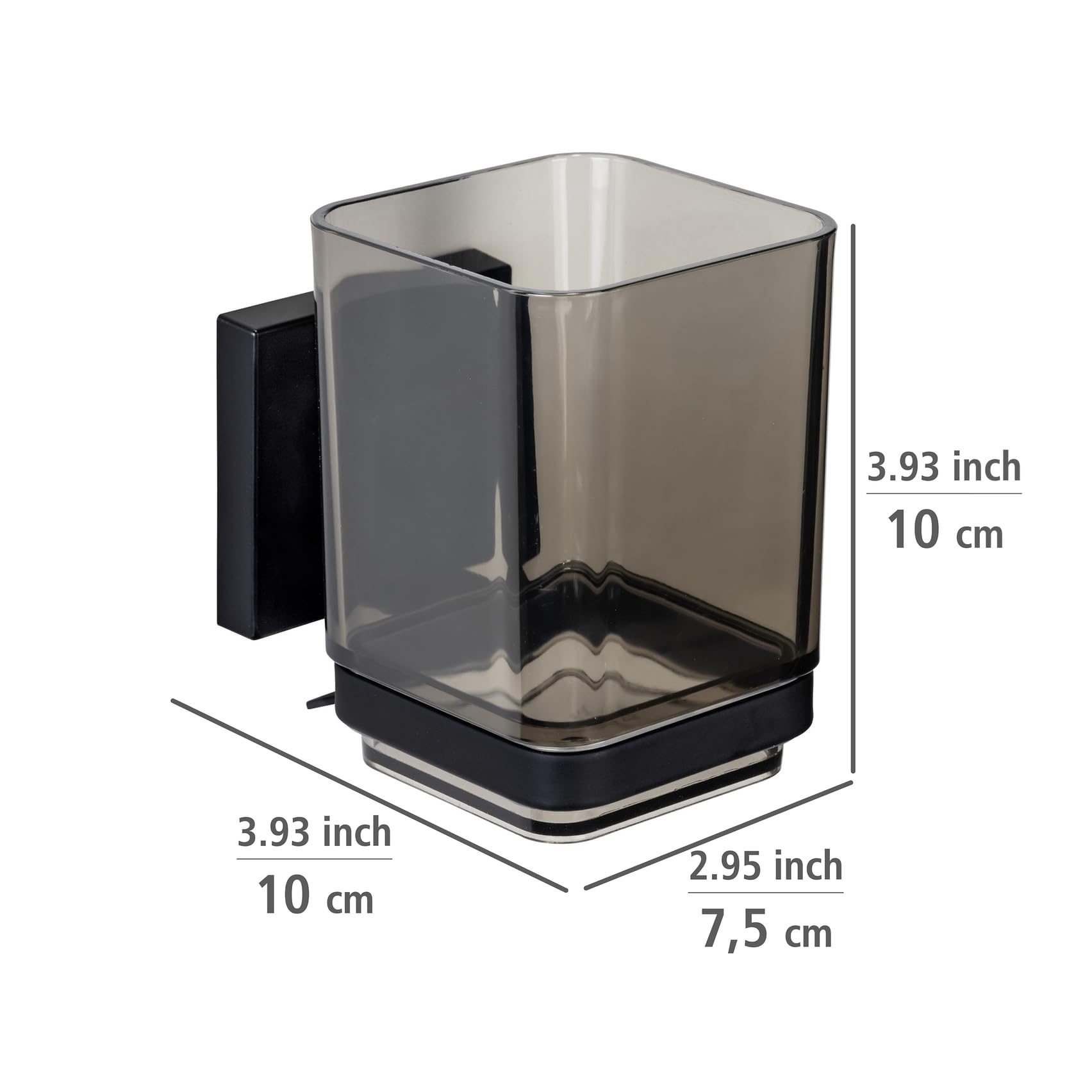 WENKO Porte Papier Toilette Sans Perçage | Porte-rouleau Wc Vacuum-Loc Quadro Noir En Acier Inoxydable | Accessoire Salle De Bain Pratique Et élégant