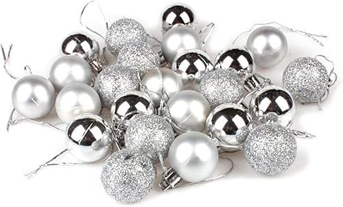 AKOAK 24 adornos de bola de Navidad, esferas multicolor para decoración de árbol de Navidad, bodas, fiestas, con agujero para colgar y línea corta,